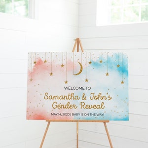 Gender Reveal Sign, Gender Reveal Welcome Sign, Twinkle Twinkle Little Star Gender Reveal Sign, Boy or Girl Sign, Blue and Pink