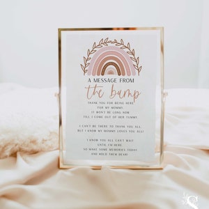Bohemian Rainbow Message from the Bump Sign, Terracotta Baby Shower Decoration Sign, Muted Tones Baby Shower Game | INSTANT DOWNLOAD BR01