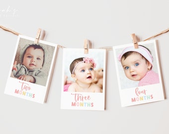 Sweet One Milestone Banner, Rainbow Sweets Birthday Photo Banner, My First Year Milestone Banner | INSTANT DOWNLOAD
