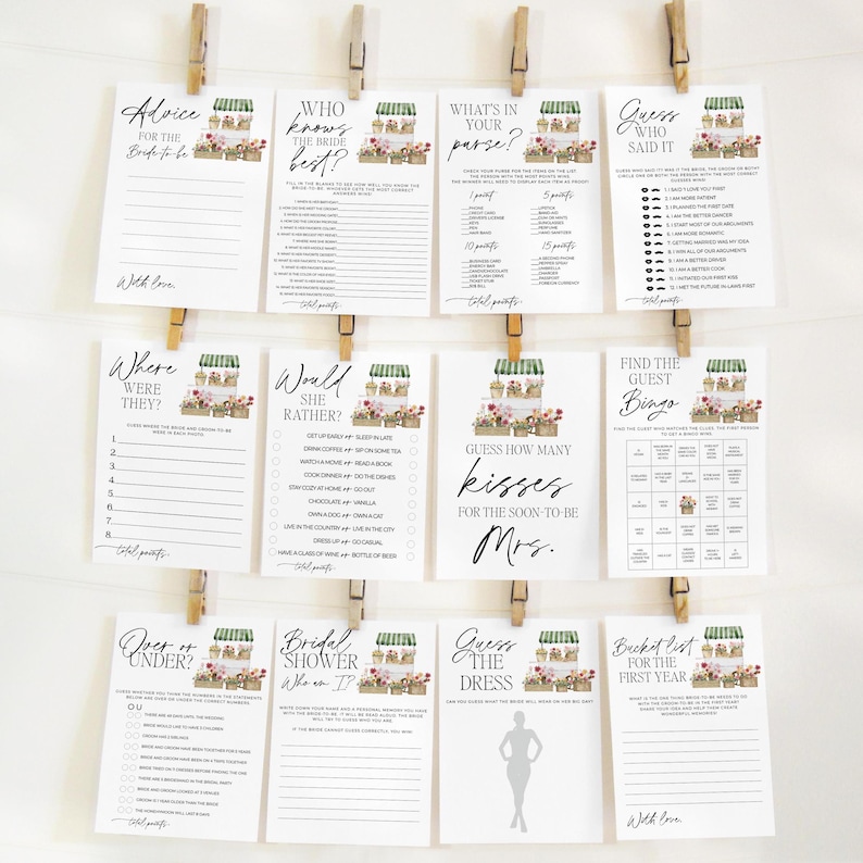 Off the Market Bridal Shower Games, Bridal Shower Games Bundle, Farmer's Market Games, She's Off the Market Flower Shop Bridal Shower Games image 2