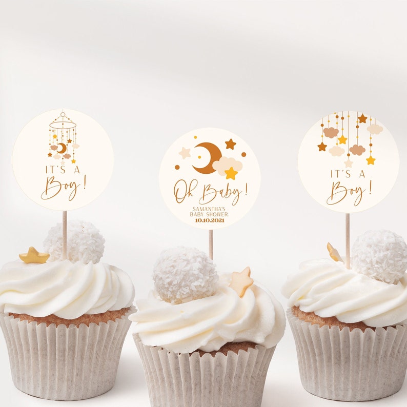 Baby Shower Cupcake Toppers Bohemian Baby Shower Cupcake Etsy
