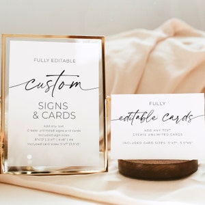 Minimalist Custom Signs, Simple Wedding Signage, Modern Wedding Table Signs, Customizable Wedding Decor