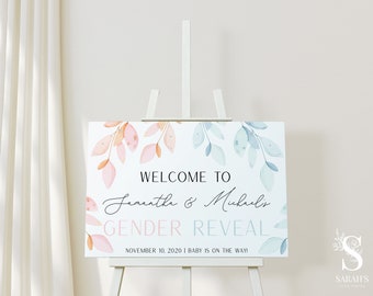 Gender Reveal Sign, Gender Reveal Welcome Sign, Floral Gender Reveal Sign, Boy or Girl Sign | INSTANT DOWNLOAD