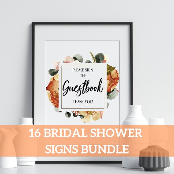 Bridal Shower Sign Pack Bridal Shower Decorations Bridal Etsy