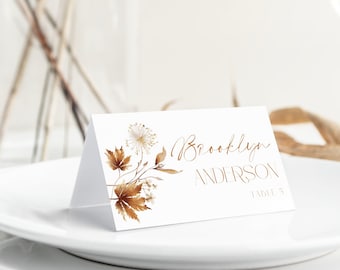 Fall Wildflowers Place Cards, Modern Fall Place Cards, Printable, Digital Download