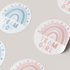 Autocollants de révélation de genre, autocollants de vote Rainbow Gender Reveal, Team Boy, Team Girl Stickers | TÉLÉCHARGEMENT INSTANTANÉ