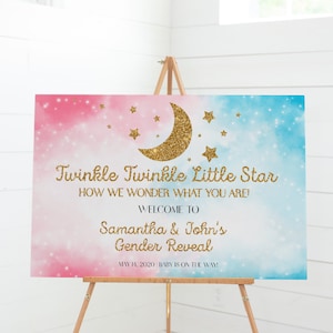 Pink and Blue Gender Reveal Sign, Gender Reveal Welcome Sign, Twinkle Twinkle Little Star Gender Reveal Sign, Boy or Girl Sign