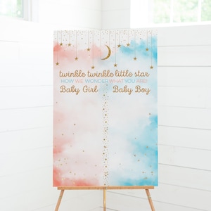 Gender Reveal Voting Sign, Blue and Pink Gender reveal Voting Game, Twinkle Twinkle Little Star Gender Reveal Voting Sign, Boy or Girl Sign