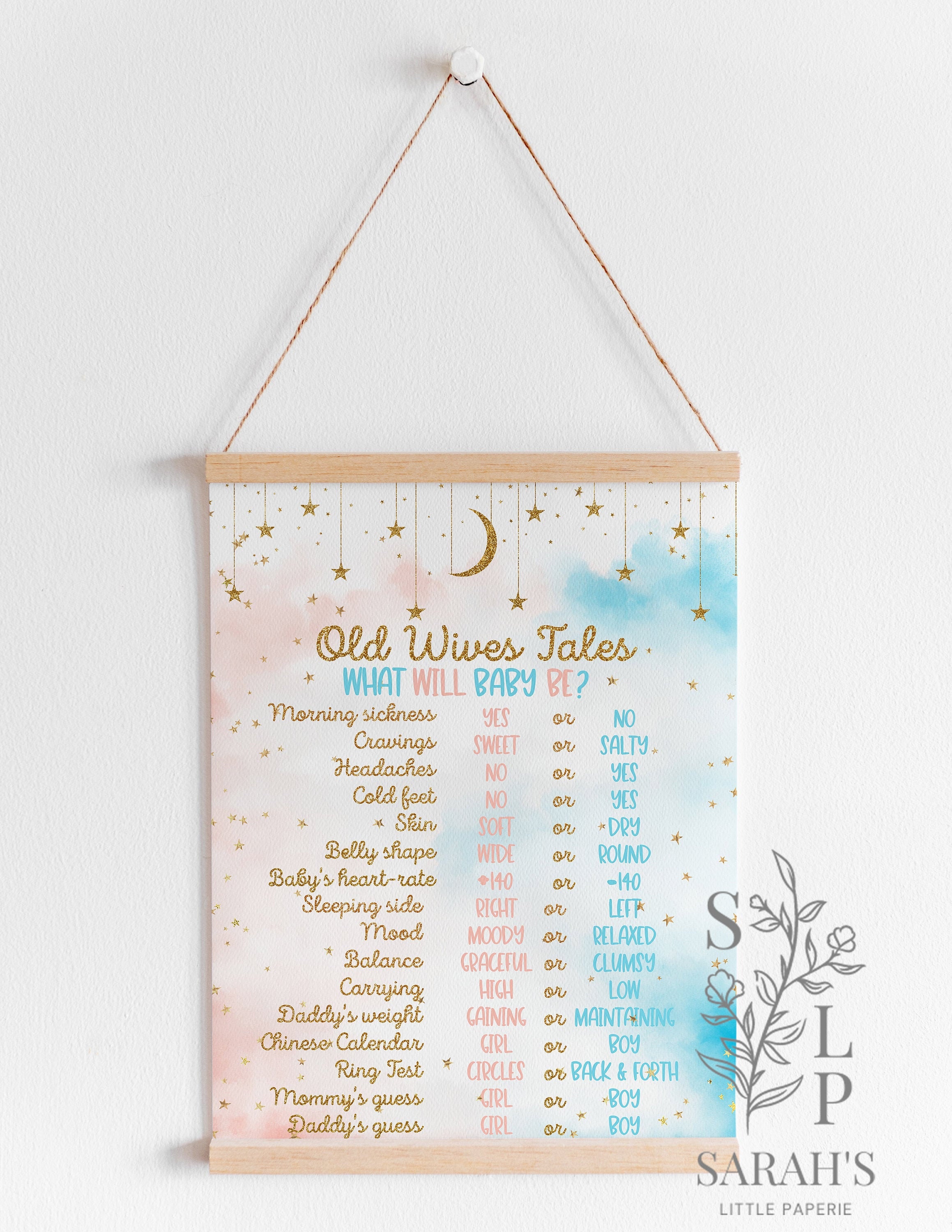 Old Wives Tales Sign Printable Gender Reveal Sign Gender - Etsy