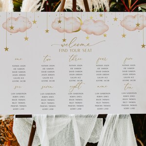 Twinkle Twinkle Little Star-zitplaatskaart, Gold Moon Stars-zitplaatskaart, INSTANT DOWNLOAD | PTTLS