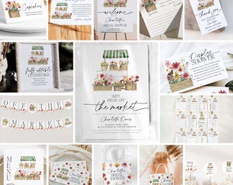 Off the Market Bridal Shower Bundle, Bridal Shower Invite Set, Farmer's Market Bundle, She's Off the Market Flower Shop Bridal Shower Bundle