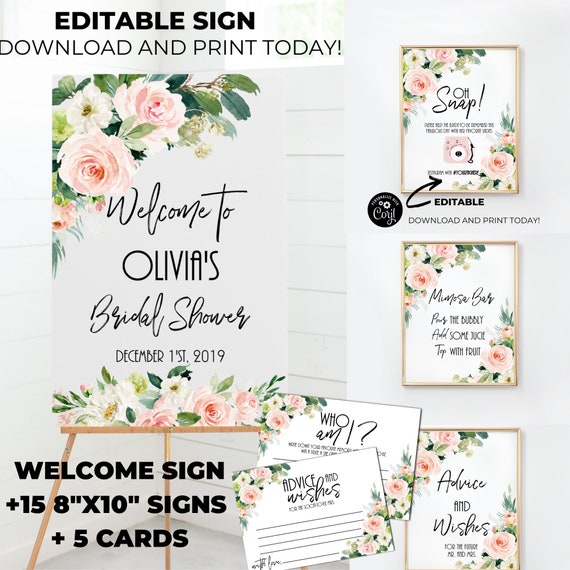 Bridal Shower Bundle Signs Pack Bridal Shower Decorations Etsy