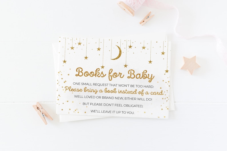 Moon and Stars Theme 3.5x5 Printable Books for Baby Card GTTLS Twinkle Twinkle Little Star Books for Baby Card Instant Download