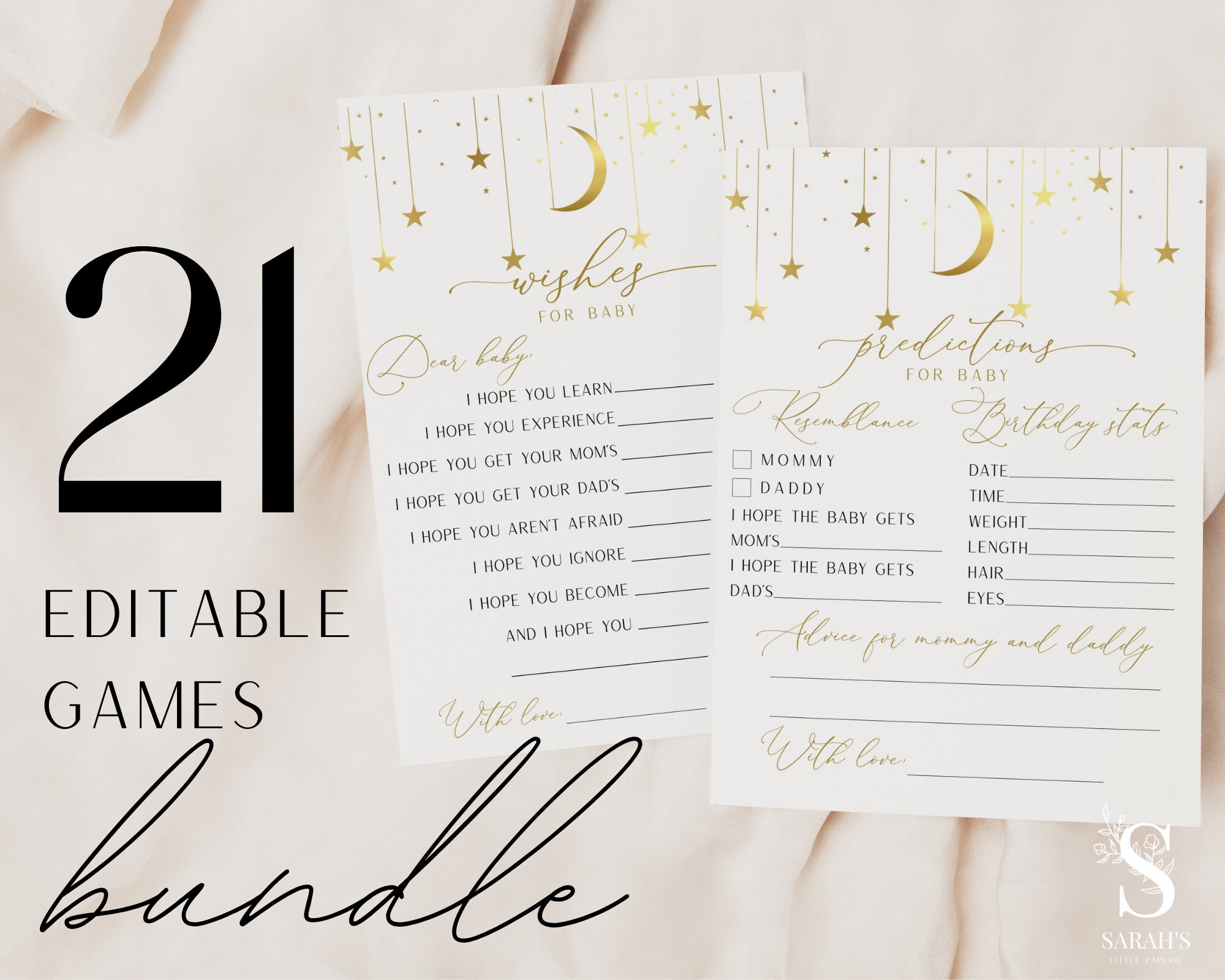 Twinkle Twinkle Little Star Baby Shower Games Bundle, Gold Baby Shower Games, Gender Neutral, Printable Baby Shower Games, Instant Download