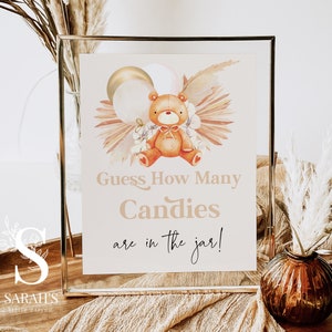 How Many Candies Game, Teddy Bear Guess How Many Candies are in the Jar Sign,     Pampas  Sign. Diy Sign, INSTANT DOWNLOAD, 8 X 10&quot; | TBBS