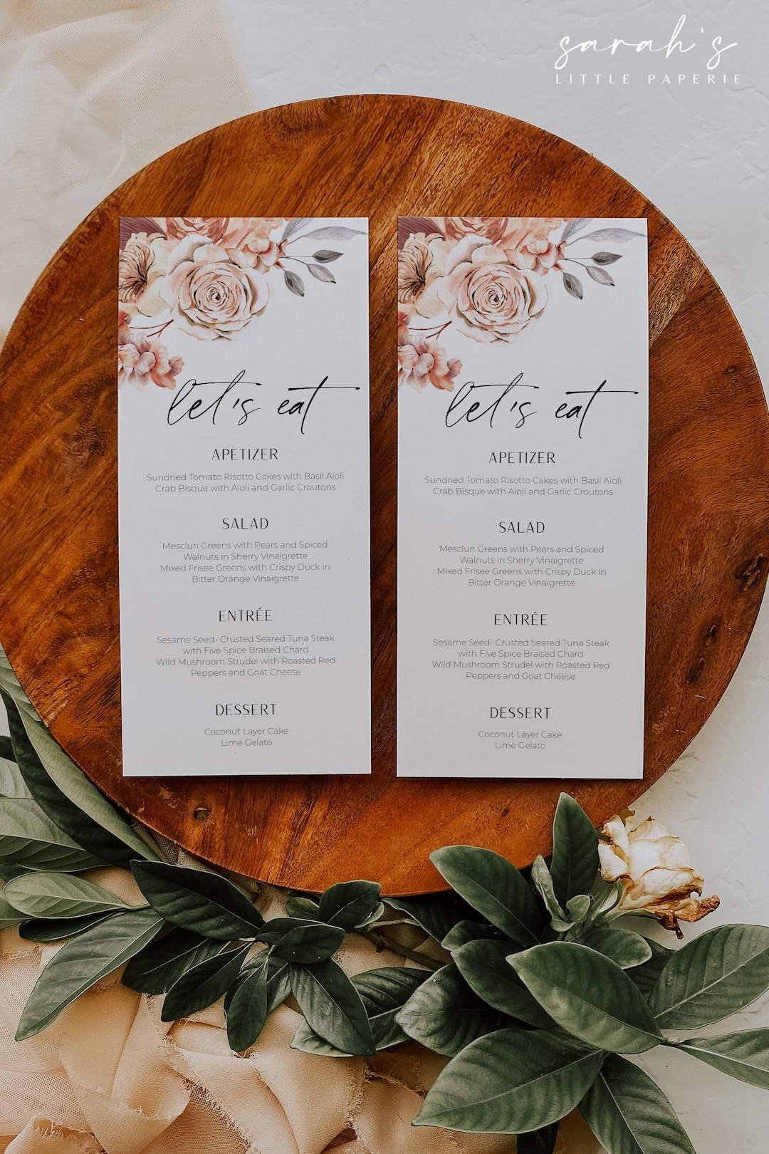 Boho Menu, Fall Floral Wedding Menu, Bridal Shower Menu , Baby Shower ...