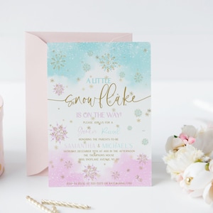 Snowflake Gender Reveal Invitation,  Gender Reveal Invitation, Instant Download