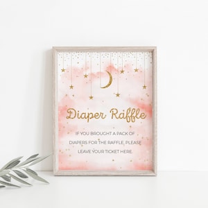Twinkle Gold Blue Baby Shower Diaper Raffle Table Sign INSTANT DOWNLOAD Printable Twinkle Twinkle Little Star Diaper Raffle Table Sign