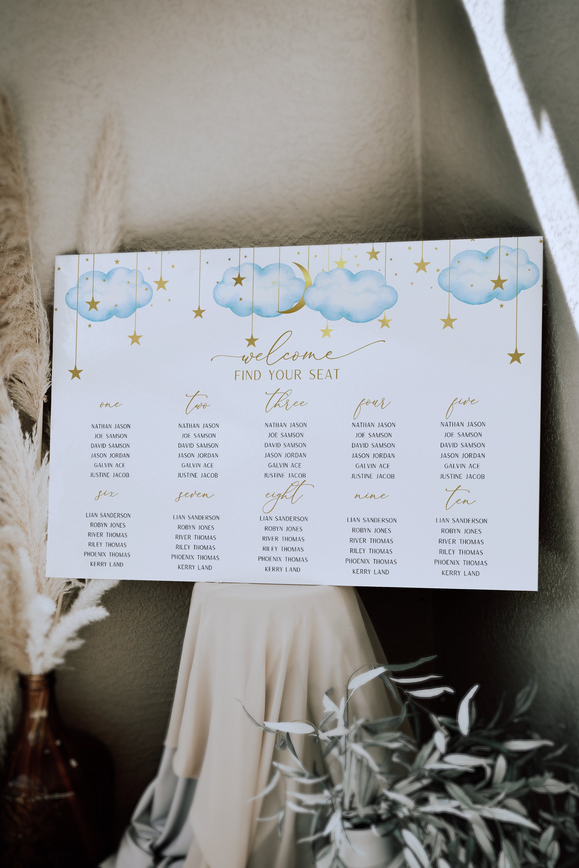 Twinkle Twinkle Little Star Seating Chart Gold Moon And Stars Etsy
