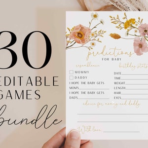 30 Wildflower baby shower games, Boho baby shower games bundle, Floral shower games | INSTANT DOWNLOAD