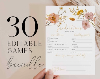 30 Wildflower baby shower games, Boho baby shower games bundle, Floral shower games | INSTANT DOWNLOAD