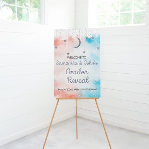 Gender Reveal Sign, Gender Reveal Welcome Sign, Twinkle Twinkle Little Star Gender Reveal Sign, Boy or Girl Sign, Blue and Pink