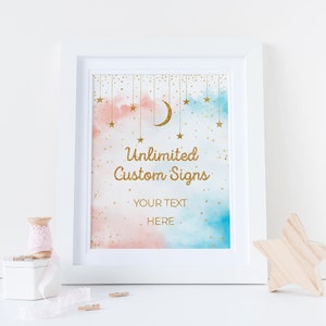 8x10 Unlimited Custom Signs, Editable Twinkle Twinkle Little Star Gender Reveal Sign, Boy or Girl Sign, Blue and Pink, Instant Download