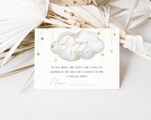 Gender Neutral Diaper Raffle Card, Twinkle Twinkle Little Star Baby Shower Card,  Gray and Gold | EDITABLE | INSTANT DOWNLOAD