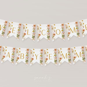 Wildblumen bearbeitbare Flagge Banner Vorlage, Printable Boho Blumen Party Banner, Garten Party Thema | SOFORTIGER DOWNLOAD | W01