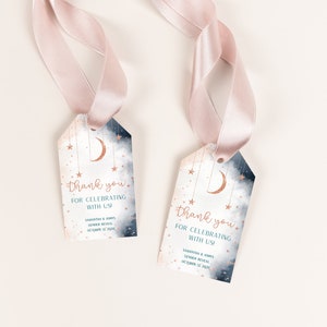 EDITABLE Twinkle Twinkle Little Star Favor Tags, Gender reveal Decorations, Gift Thank You Tag, Printable Gift tags, Gift tag, Blue and Pink
