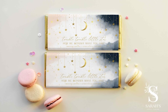 編集可能な Twinkle Twinkle Little Star 性別発表チョコレートバー