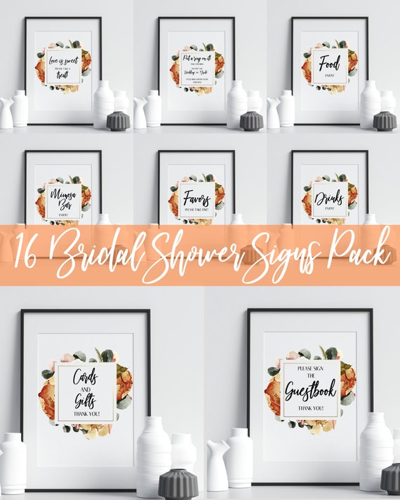 Bridal Shower Sign Pack Bridal Shower Decorations Bridal Etsy
