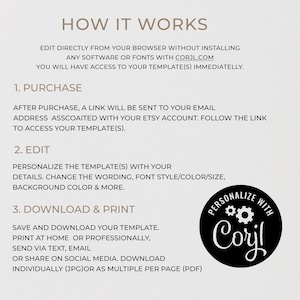 May include: How it works: Edit your template directly from your browser using Corjl.com. Purchase, edit, and download your template.  Personalize with Corjl.