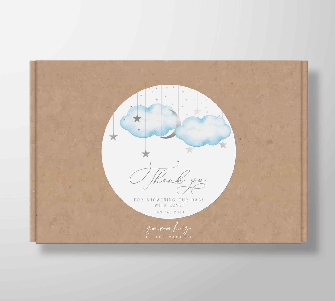 Silver and Blue Baby Shower Stickers, Twinkle Twinkle Little Star ...