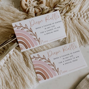 Boho Regenbogen Windel Verlosung | 3,5 x 5" | SOFORTIGER DOWNLOAD | Terrakotta Baby Shower Windel Raffle BR01