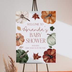 Editable Little Pumpkin Baby Shower Welcome Sign , Fall Baby Shower Sign , Gender Neutral Baby Shower Welcome Poster