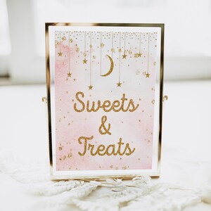 Sweets and Treats  Sign, Twinkle Twinkle Little Star Baby Shower Sign, Blush Baby Shower Sign, Gold Sign, Instant Download