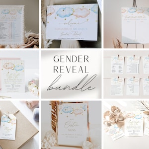 Gender Reveal Bundle, Twinkle Twinkle Little Star Bundle, Gold  Moon Stars  with Pink and Blue Clouds Set, INSTANT DOWNLOAD | GRTTLS