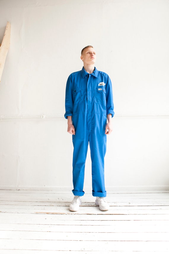 Vintage Coveralls One Piece Work Suit Size XL Blue Ju… Gem