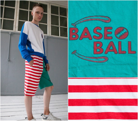 Vintage Baseball Shorts Mens XXS Cotton 