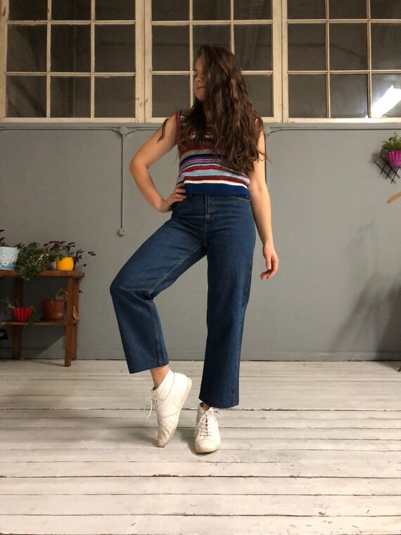 90s High Waisted Flares W29 Blue 