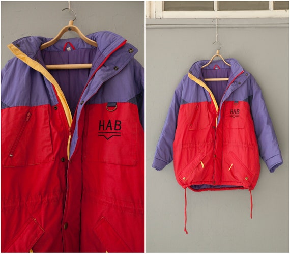 men's color block hooded ski coat