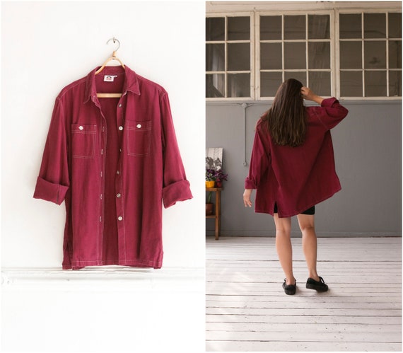 wine red shirt womens