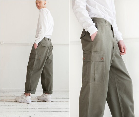 Baggy Cargo Pants W32 90s Khaki High Utility Trous