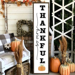 Thanksgiving So Very Thankful Pumpkin Wood Farmhouse Porch Sign