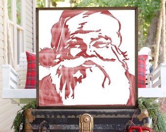 BEST SELLER Santa St. Nick Face Silhouette Red Christmas Rustic Farmhouse Sign