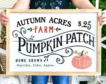 Autumn Acres Farm Pumpkin Patch farmhouse Pumpkin sign for Fall, halloween, thanksgiving sign and decor