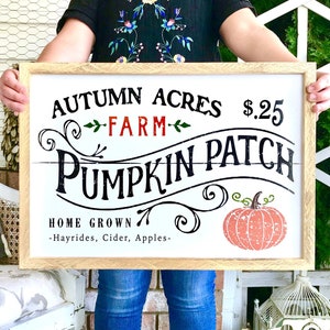 Autumn Acres Farm Pumpkin Patch farmhouse Pumpkin sign for Fall, halloween, thanksgiving sign and decor