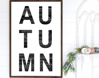 Autumn Fall Modern Letters Halloween Thanksgiving Farmhouse Wood Sign