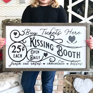 Kissing Booth Valentine's Day Wood sign, Valentines Day farmhouse sign